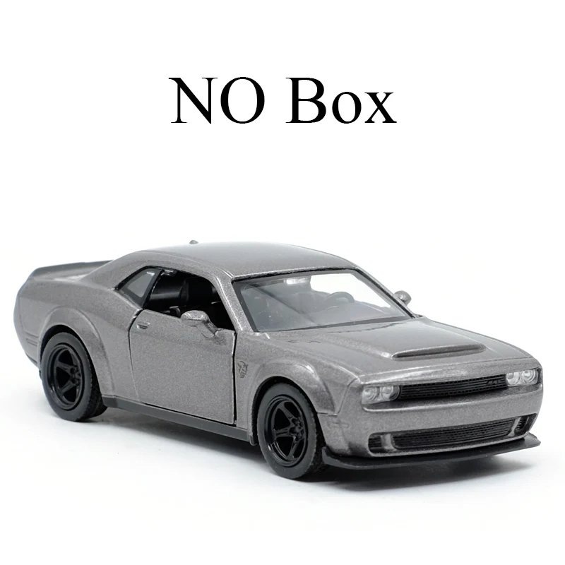 RMZ CITY 1:36 Dodge Challenger SRT Demon Sports Car Alloy Diecast Car Model Toy With Pull Back For Children Gifts Toy Collection - Цвет: Gray(no box)