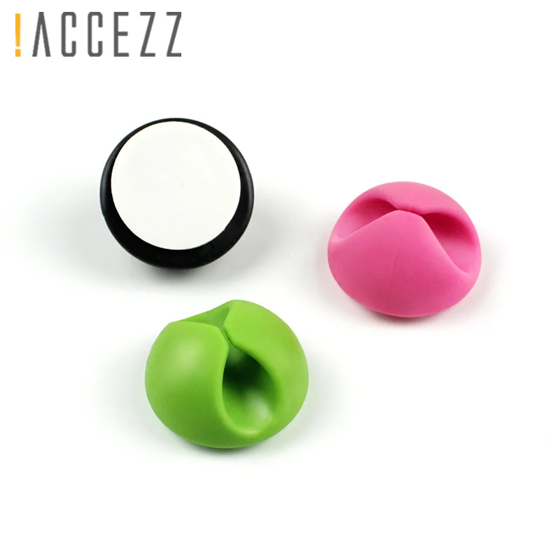 !ACCEZZ 3Pcs Round Clip phone Cable Wire Winder Desktop Mouse Earphone Tidy Organizer USB Cord Fixer Holder Collation Management