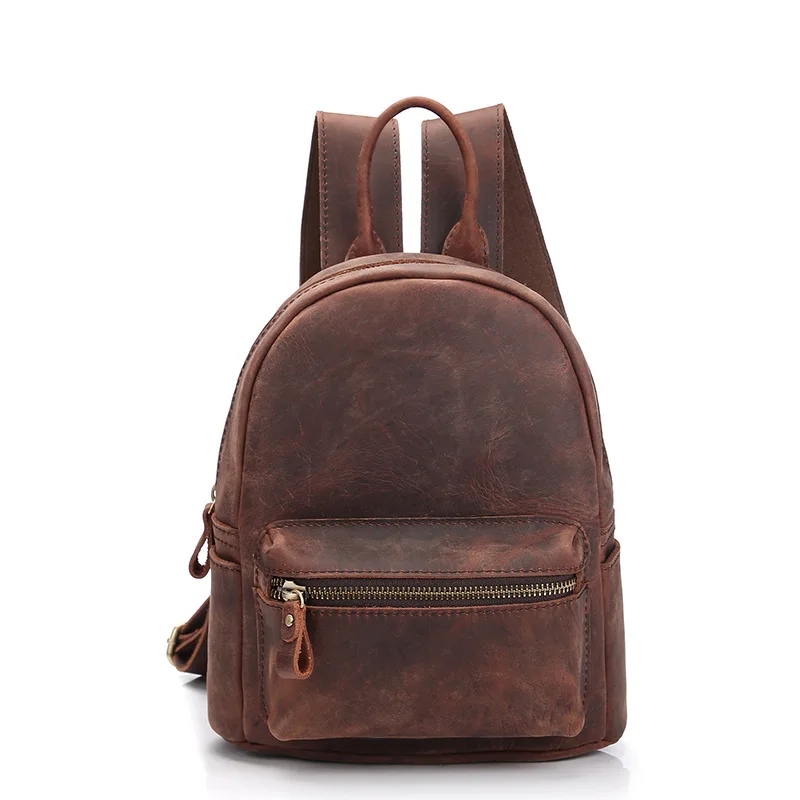 

Spot crazy Mappi Ms. Double shoulder Bag Yuantong head layer cowhide retro shoulder bag leather personality backpack Girl