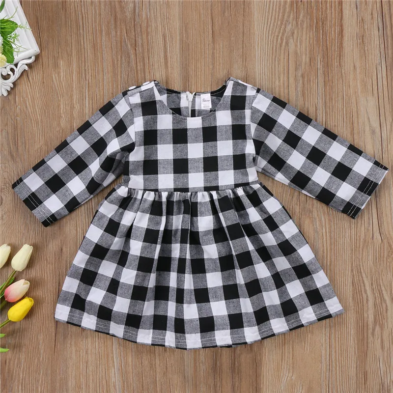

2017 Autumn Baby Girl Costume Newborn Baby Girls Toddler Kids Plaid Dress Birthday Party Princess Wedding Casual Tutu Mini Dress