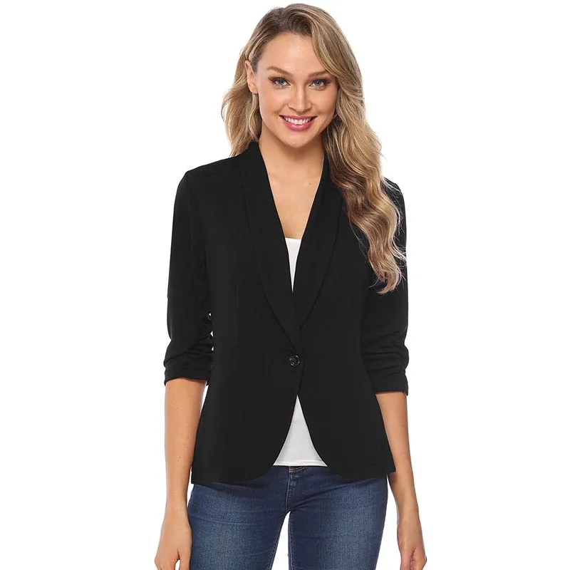 

Casual Tops Blazer Mujer Office Ladies Solid Color Long Sleeve Suit Coat Women Blazers and Jackets Female for Spring Autumn