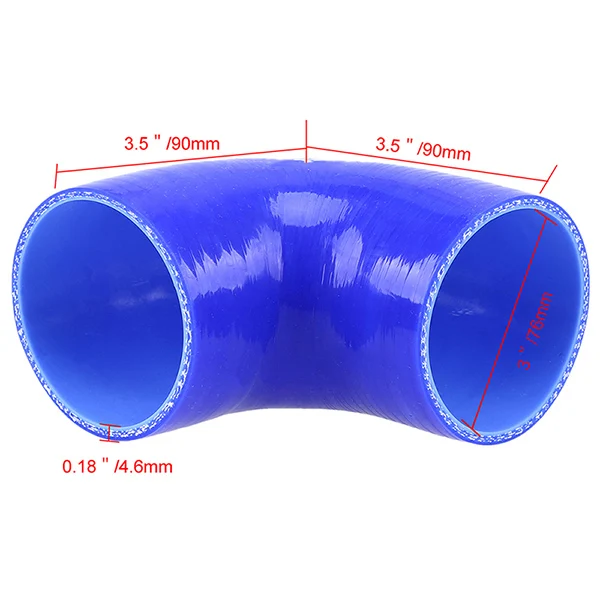 Posbay Универсальный Автомобильный силиконовый шланг постоянного диаметра, муфта турбо-Редукторная труба синего цвета 38-89 мм 1,5 ''-3,5'' 90 градусов - Цвет: 76mm