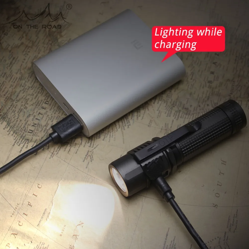 В дороге U18 тип-c USB фонарик USB-C фонарь зарядка CREE светодиодный 1100lm мини EDC фонарик маленький профессиональный открытый