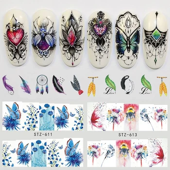 

1pcs Jewelry Necklace Water Transfer Nail Art Sticker Decals Black White Dream Catcher Stencil Tips Manicure Decor LASTZ608-633