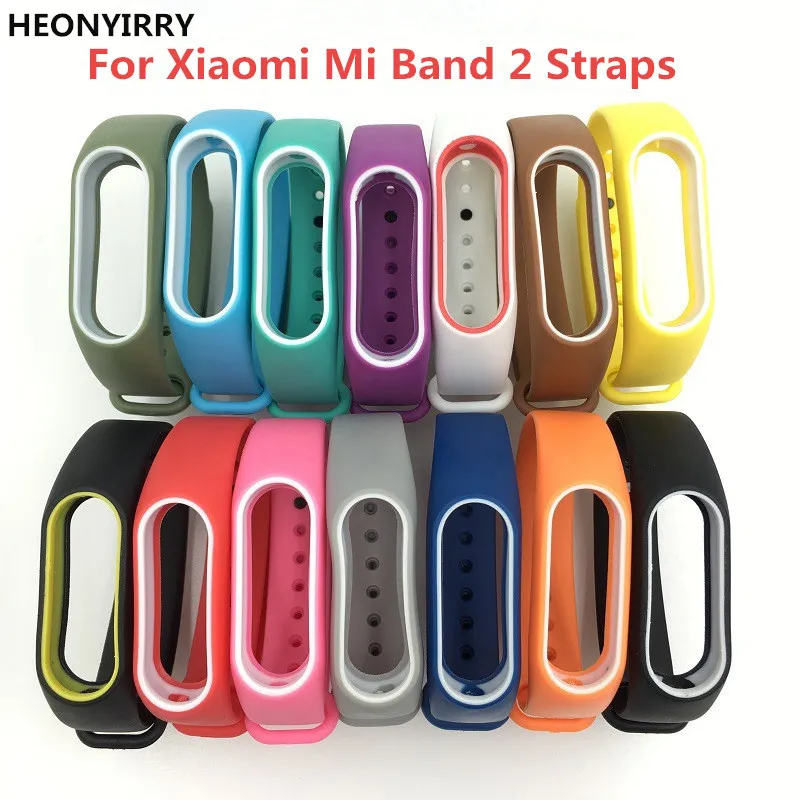 

Colorful Silicone Wrist Strap Bracelet Double Color Replacement watchband for Miband 2 Xiaomi Mi band 2 Wristbands HEONYIRRY