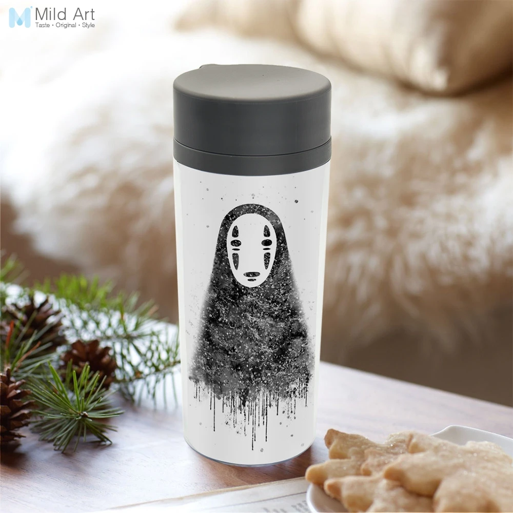 

Watercolor Japanese Anime No Face Personalized BPA Free Plastic Insulated Drinkware With Lid Wide Mouth 300ml Kids Water Bottles