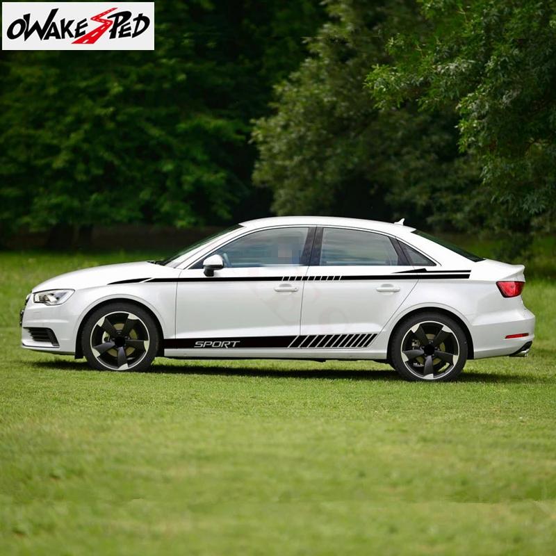 

Whole Body Sticker Sport Waist Lines Stripes Decal Car Door Side Stickers For Audi A3 A4 Sportback TFSI Sedan 1set free shipping