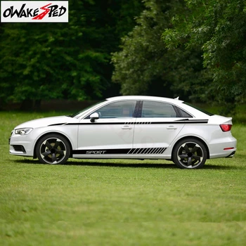 

Whole Body Sticker Sport Waist Lines Stripes Decal Car Door Side Stickers For Audi A3 A4 Sportback TFSI Sedan 1set free shipping
