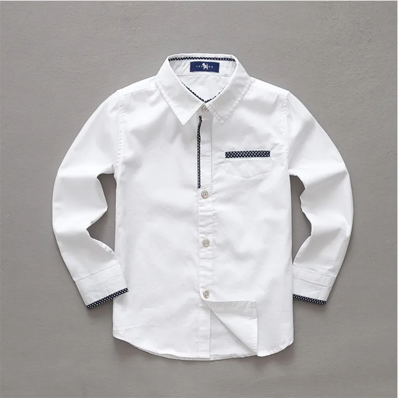 TZCZX-3025 акция, Детские рубашки для мальчиков европейский и американский стиль, хлопок, однотонные рубашки для детей от 4 до 6 лет - Цвет: White