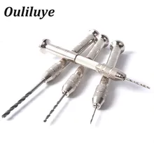 Mini Micro Wood Drill Bits Aluminum Manual Push Hand Drill Chuck+10pc Twist Drill Bit Woodworking Drilling Rotary HSS Holes Tool