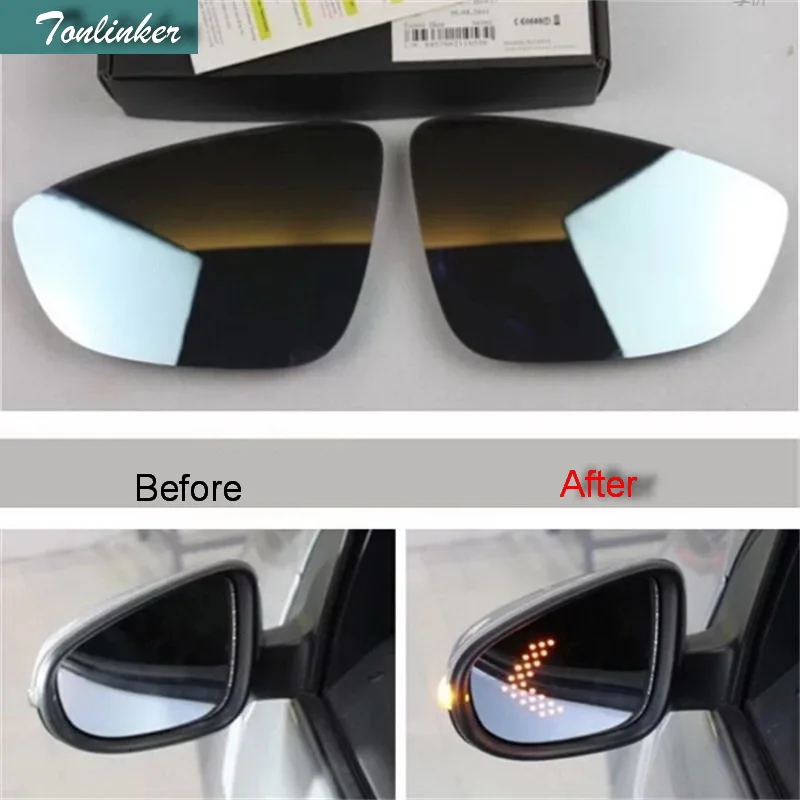 

Tonlinker 2 PCS DIY Car Styling Large Field of Vision Blue Mirror Anti LED Mirror Stickers for AUDI Q3 2013 Accessories