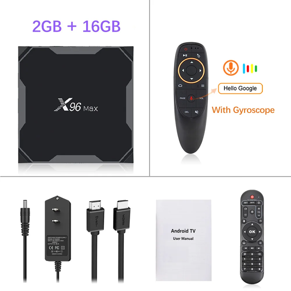 Smart tv Box X96 Max Android 9,0 4 Гб 64 Гб четырехъядерный процессор Amlogic 5,8 ГГц двойной Wifi 1000 м BT4.1 H.265 4 к 60 кадров в секунду медиаплеер X96MAX 32 Гб - Цвет: 2G 16G G10 Wireless