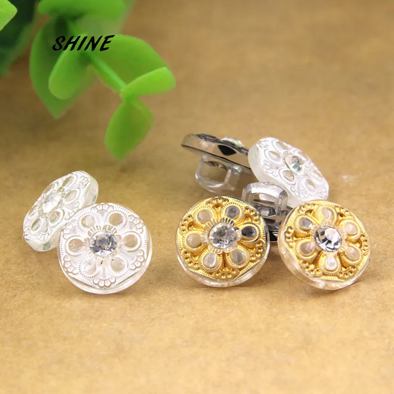 

SHINE Plastic Sewing Buttons Scrapbooking Round Single Hole Flower Diamante Pattern 12.5mm Dia. 12 PCs Costura Botones decorate