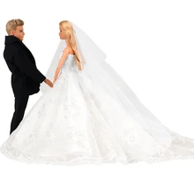 Fashion Handmade Beautiful Doll Accessories Bride Princess Wedding Dress White Groom Dolls Clothes For Barbie Ken Game DIY Gift Fashion Handmade Beautiful Doll Accessories Bride Princess Wedding Dress White Groom Dolls Clothes For Barbie Ken Game DIY Gift