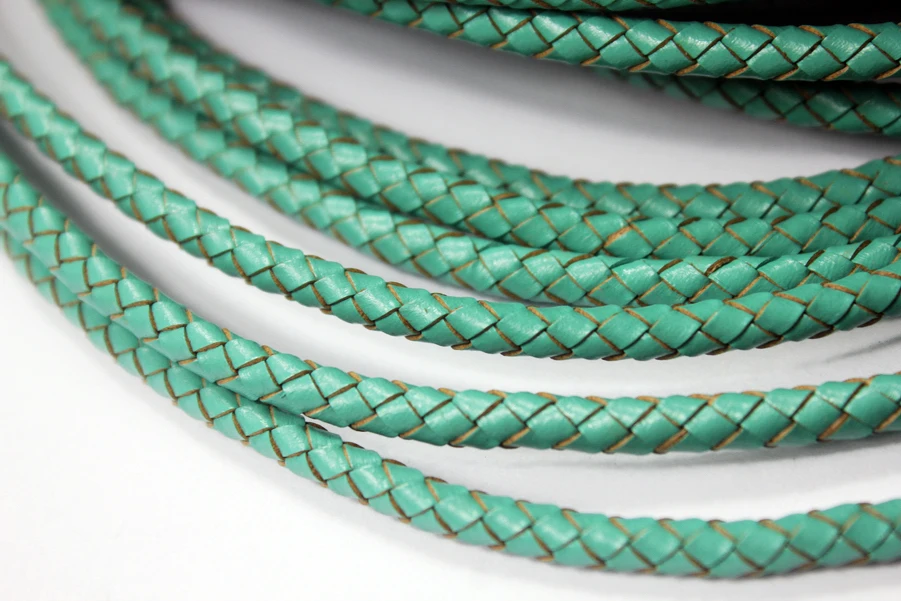 

AaaZee1 Yard 5mm Round Turquoise Braided Bolo Leather Strap, 5mm Braid Leather Cord BP5M60