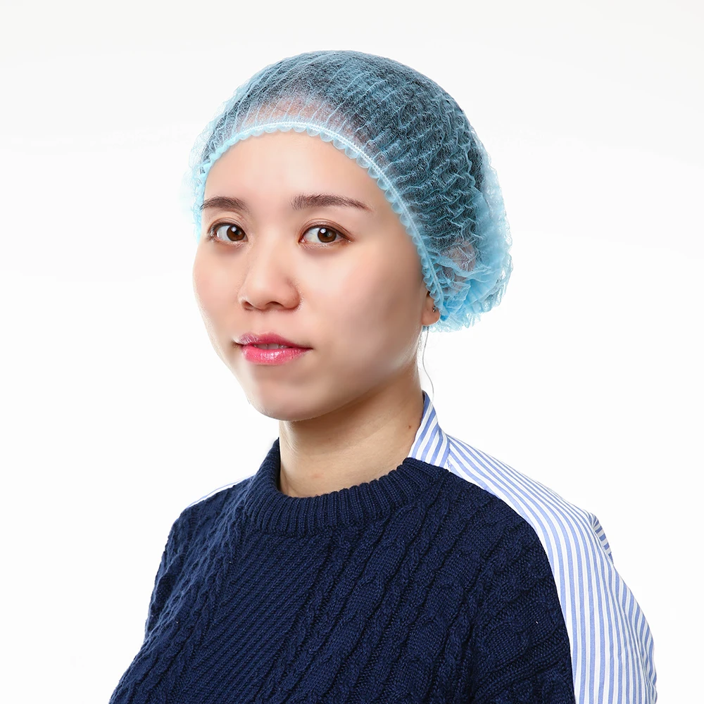

100pcs Disposal Hair Net Bouffant Cap Elastic Band Non-Woven Head Cap Hair Shower Cap Covers Hat for Medical/Labs/Food Service