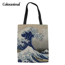 Coloranimal новая 3D Ретро картина искусство хозяйственная сумка тканевая сумка через плечо женская Прочная Большая Сумка Звездная Ночная сумка Льняная сумка