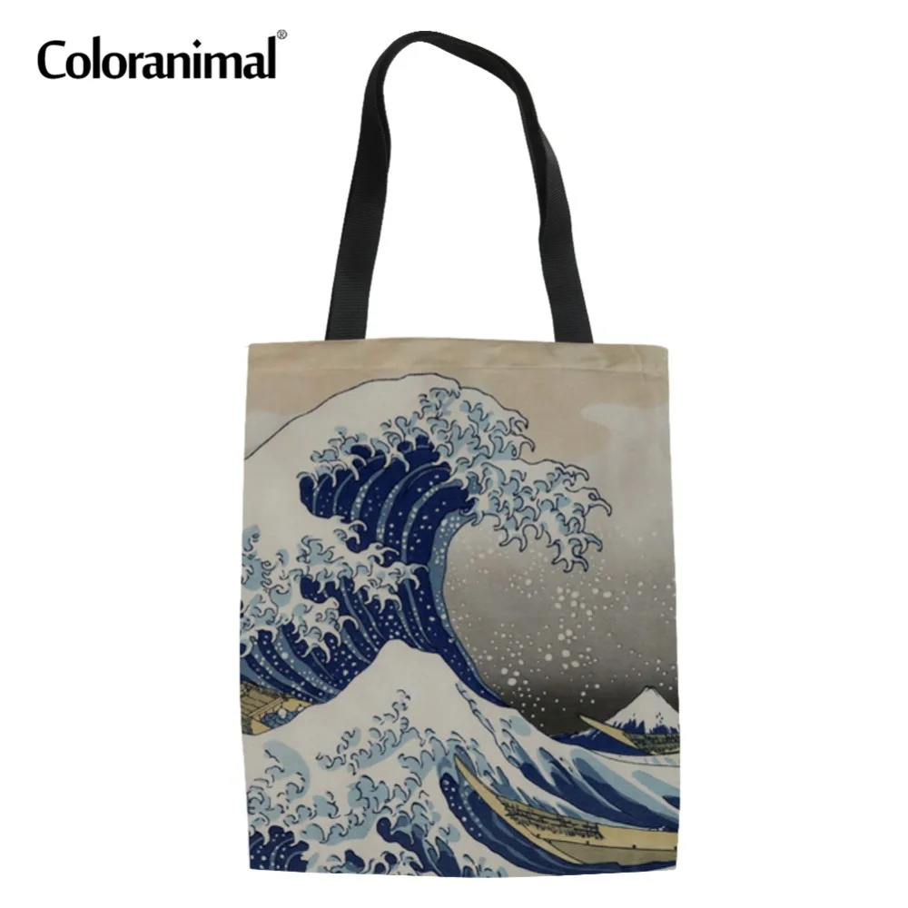 

Coloranimal NEW 3D Retro Painting Art Shopping Bag Cloth Shoulder Bag Women Durable Big Handbag Starry Night Tote Bag Linen Bag