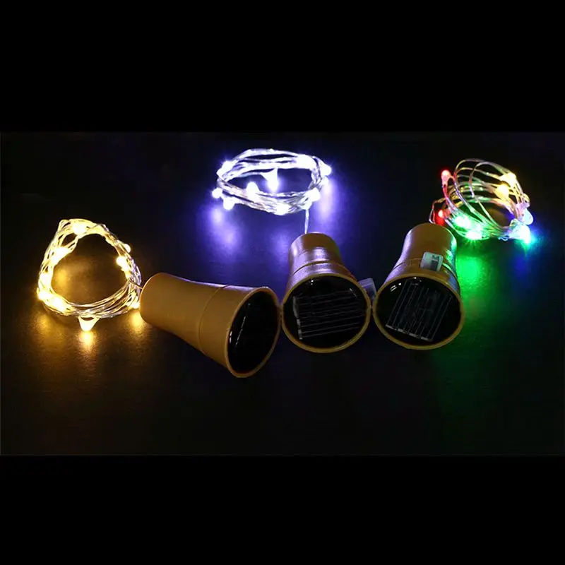 

IVYSHION 1m 2m New Solar-powered Wine Bottle Cork-shaped String Starry Light 10 LED Night Fairy Light Lamp Fashion