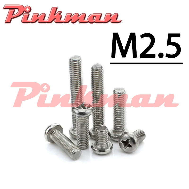 

100Pcs M2.5 PM Cross Recessed Phillips Round head screw M2.5*3/4/5/6/8/10/12/14/16/18/20/25/30/35