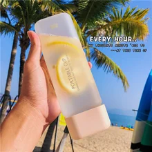 Матовая квадратная стеклянная бутылка для воды для путешествий, Спортивная бутылка для напитков, детская бутылка для питьевой воды