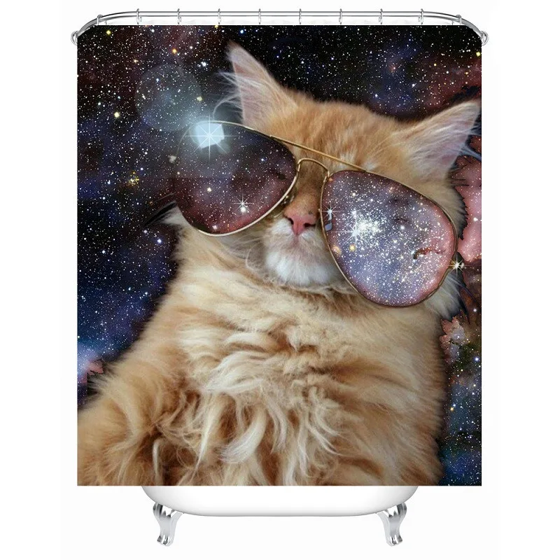 Cat Shower Curtain Custom Printed Waterproof Polyester Bath Curtain Bathroom Accessories 180x180cm Curtains Home Decoration