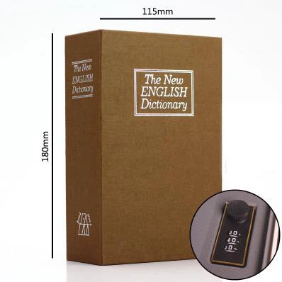 English Dictionary Safe Book Bank Shaped Piggy Bank Metal Coin Bank Money Box Figurines Saving Money Home Decor Gift For Kids - Цвет: Coffee with Password