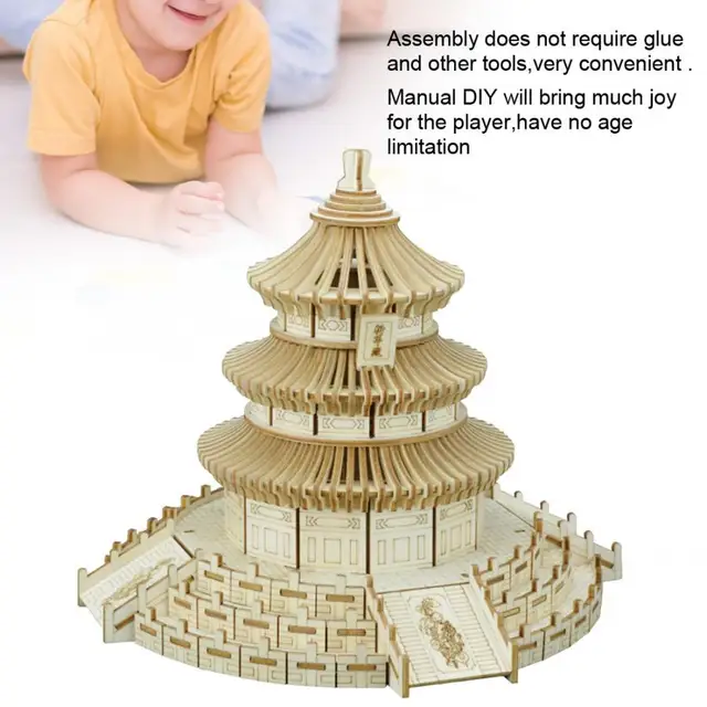 Popular Brain-Building 3D Wooden Beijing Temple of Heaven Model Construction Manual DIY for kids Educational Toys For Kids 4