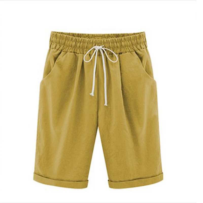 

Summer Women Short Pants Casual Hot Drawstring Five-pants Multiple Colour Trousers Plus Size M-7xl Loose Middle Pants