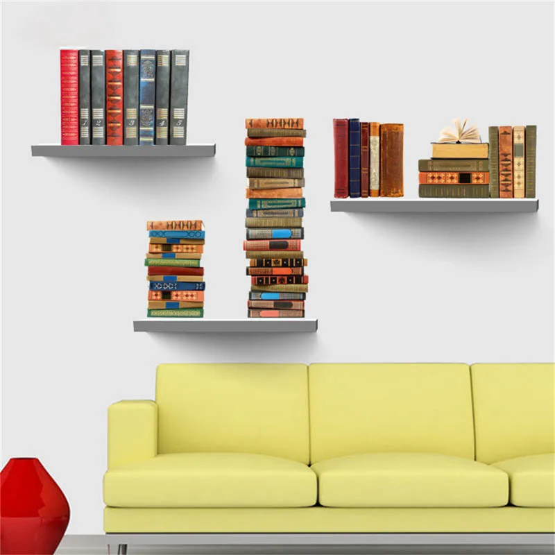 Book Bookshelf Removable Wall Sticker DIY PVC 3D Wall Sticker for