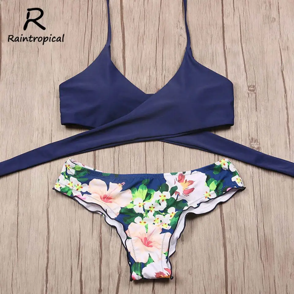 

Raintropical 2018Sexy Cross Brazilian Bikinis Women Swimwear Swimsuit Push Up Bikini Set Halter Top Beach Bathing Suits Swimwear