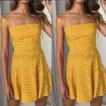 Women Dress Summer Fashion New Dot Sling Mini Dress Red/Yellow/Green/Navy Blue Women Dress Summer Fashion New Dot Sling Mini Dress Red/Yellow/Green/Navy Blue