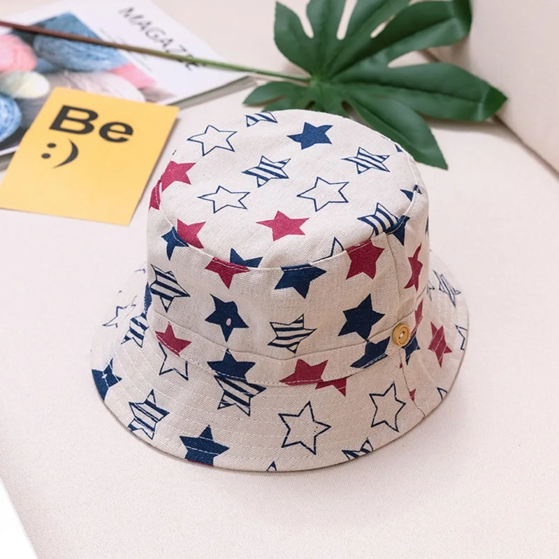 Summer Children Cotton Cartoon Bucket Cap For Boys Printing Floral Baby Girls Sun Hat Flower Kids Bonnet