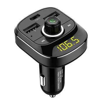 

5V 3.6A USB Type-c Car Charger MP3 Player FM Transmitter, Bluetooth FM Transmitter Radio Adapter Car Kit with Support TF Card US