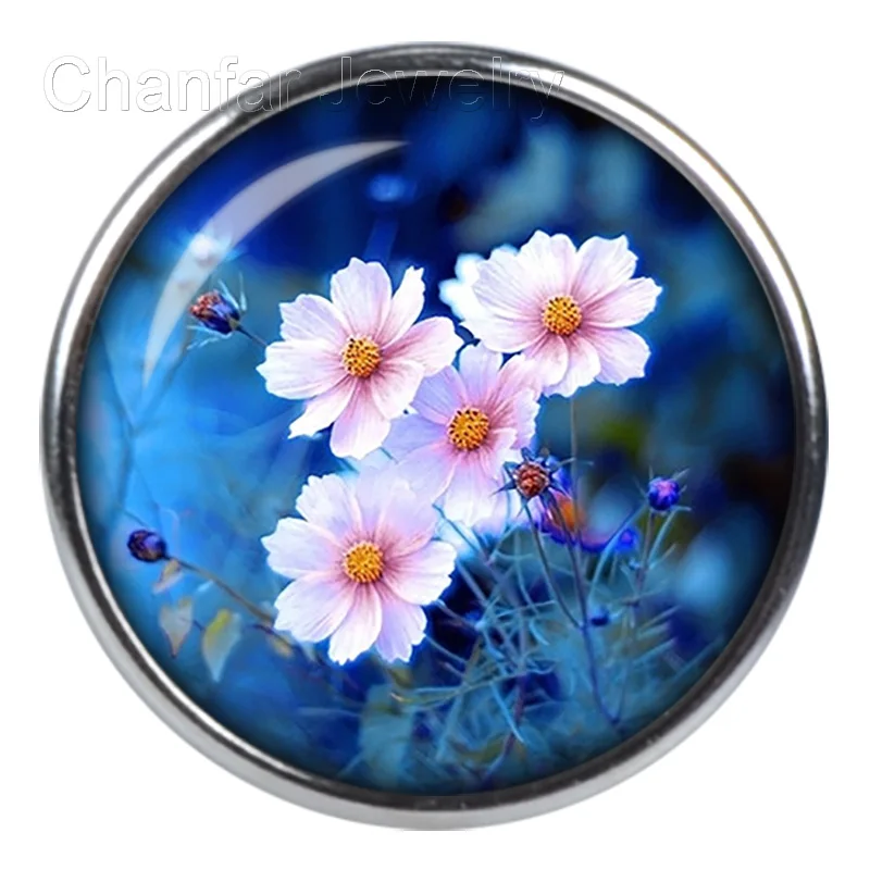 

3pcs/lot flower glass snap button For Snap Button Jewelry sizes selection A024