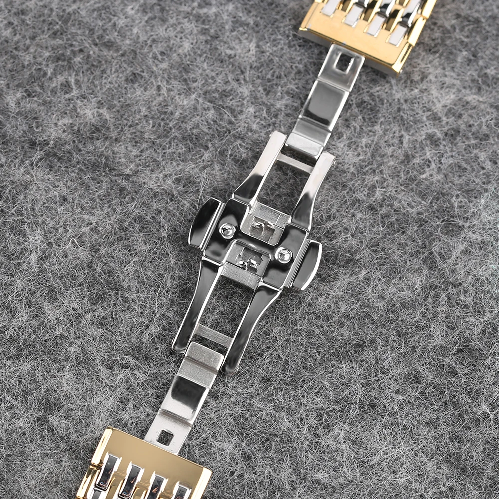 20 22mm Adjustable Bracelet Stainless Steel Yellow Gold & Silver Luxury Solid Link Watch Band Wrist Strap Replacement Watchband (8)