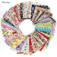Chzimade 50 adet/grup karışık nokta şerit çiçek desenli baskılı kumaş 10x10cm pamuklu kumaş Patchwork elbise tekstil malzemeleri