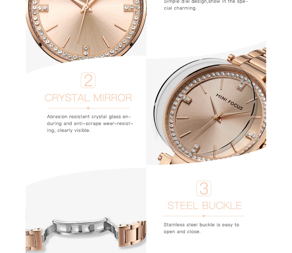 MINIFOCUS, женские часы, Лидирующий бренд, роскошные, розовое золото, кварцевые, женские модные часы, женские наручные часы, Relogios Feminino