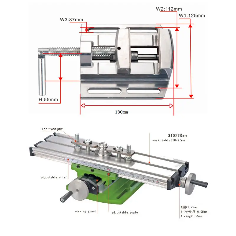 

Mini Multifunctional Cross Working Table For Drilling Milling Machine Bench Vise Mechanic Tools + 2.5" Parallel-jaw vice