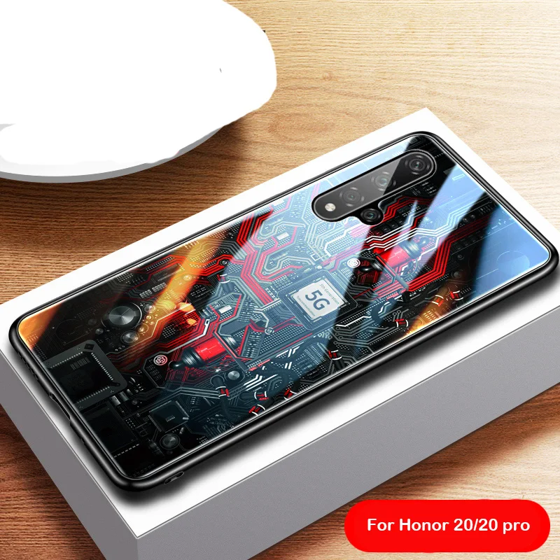 

Aixuan Glass Case For Huawei Honor 20/Huawei Honor 20 Pro Case painted Tempered Glass Silicon Protective full Cover Cases