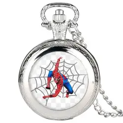 Ретро кварцевые карманные часы для мужчин Человек-паук печать дизайн часы для подростка фильм тема карманные часы подарок для мальчиков
