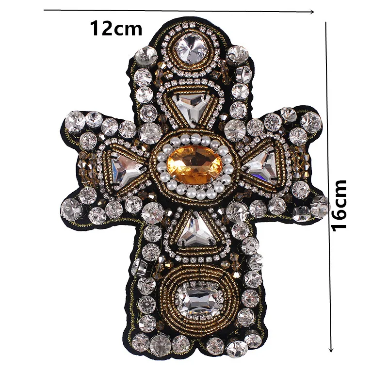 10piece-Craft-Beaded-Crystal-Rhinestones-Cross-Design-Patches-Applique-Sew-on-Patches-Clothes-Bags-Decorated-DIY