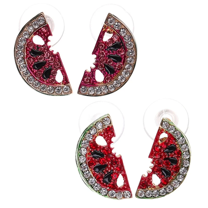 

2018 Cute Green Rhinestone Enamel Small Watermelon Stud Earrings Fashion Jewelry Women Brincos