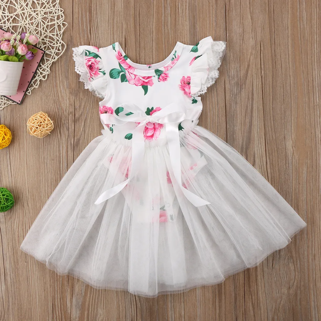 

Child necessities Newborn Baby Kids clothes set Floral Romper+Tulle Skirt Clothes Set Outfits Clothingbaby Girls clothes set