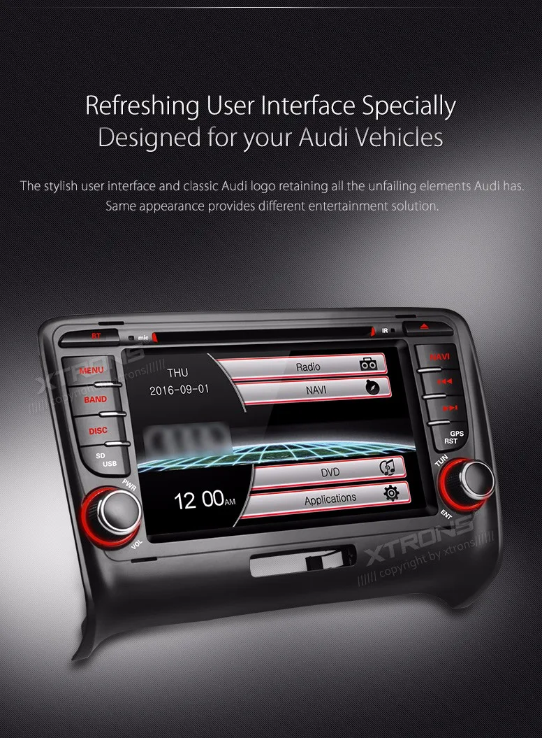 Perfect 7" Special Car DVD for Audi TT MK2 2006-2014 with Original UI/Appearance Design & Dual Channel CanBus System 3