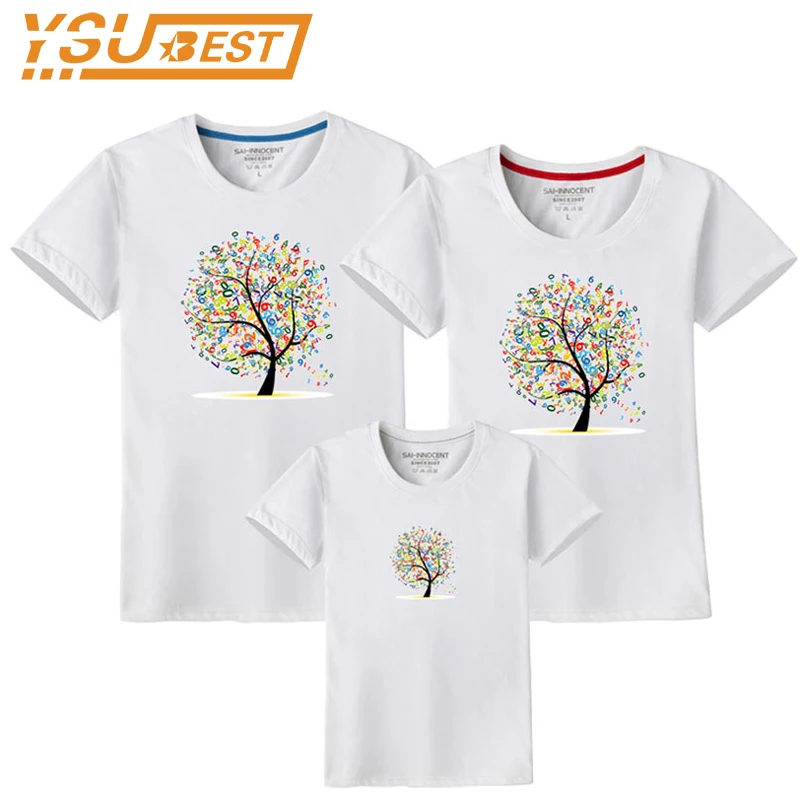 

1Piece Matching Mother Daughter Clothes Tree Print Family Look 2019 Summer Family Matching Parent-child Outfit Mommy T-shirts