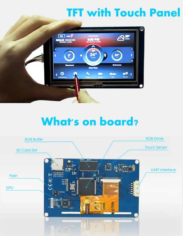 Nextion 5,0 HMI интеллигентая(ый) TFT сенсорный Дисплей NX8048T050 5 дюймов ЖК-дисплей Смарт USART UART серийный для Raspberry Pi