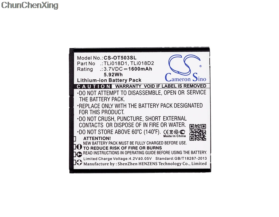 Аккумулятор Cameron Sino 1600 мАч TLi018D1 TLi018D2 для Alcatel One Touch Link Y858 Y858V|Цифровые аккумуляторы|