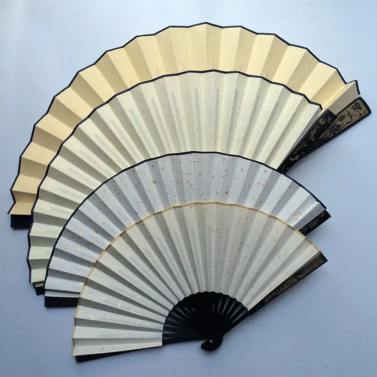 Черный вентилятор ребро резной белый рисовый бумажный веер китайский веер живопись для взрослых DIY Fine Art программы бамбуковый складной ручной вентилятор "-10"
