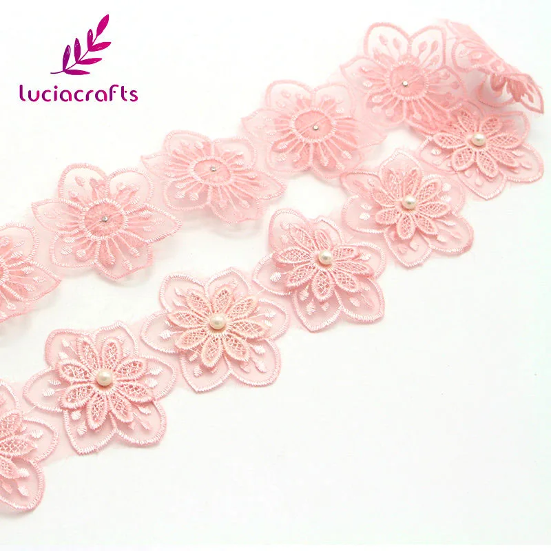 Lucia crafts, 1 год/партия, много вариантов, двойная вышивка, цветок с жемчугом, кружевные ленты, пошив одежды «сделай сам», аксессуары N0501